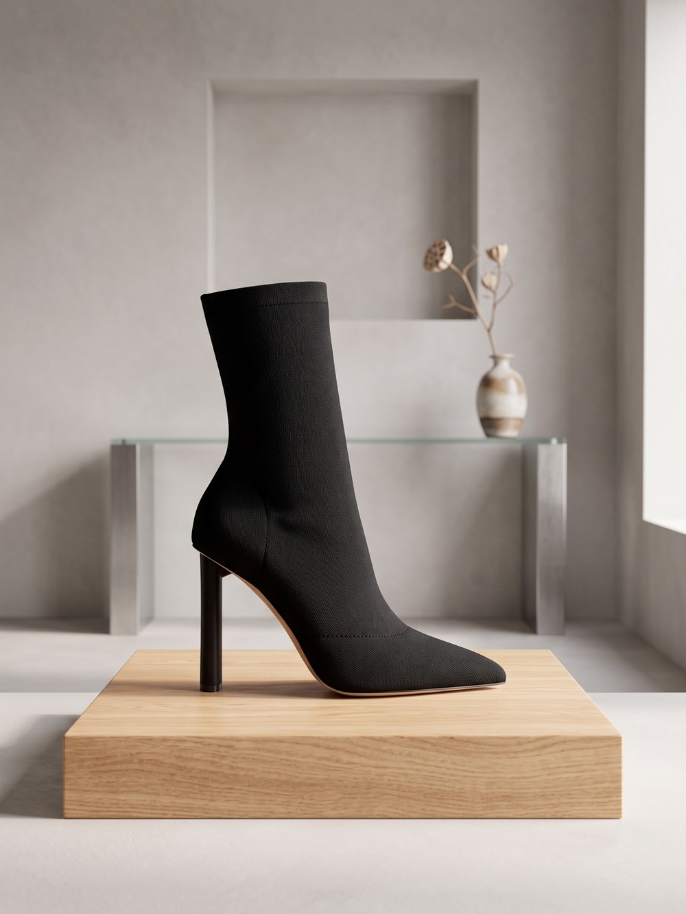 ALDO Tylah Womens Pointed Ankle Sock Boots Black Block Heel Booties NWOB Size 7